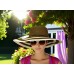 Wide Brim Hat - 2 Tones w/ Flower - Brown - HT-H2270BN